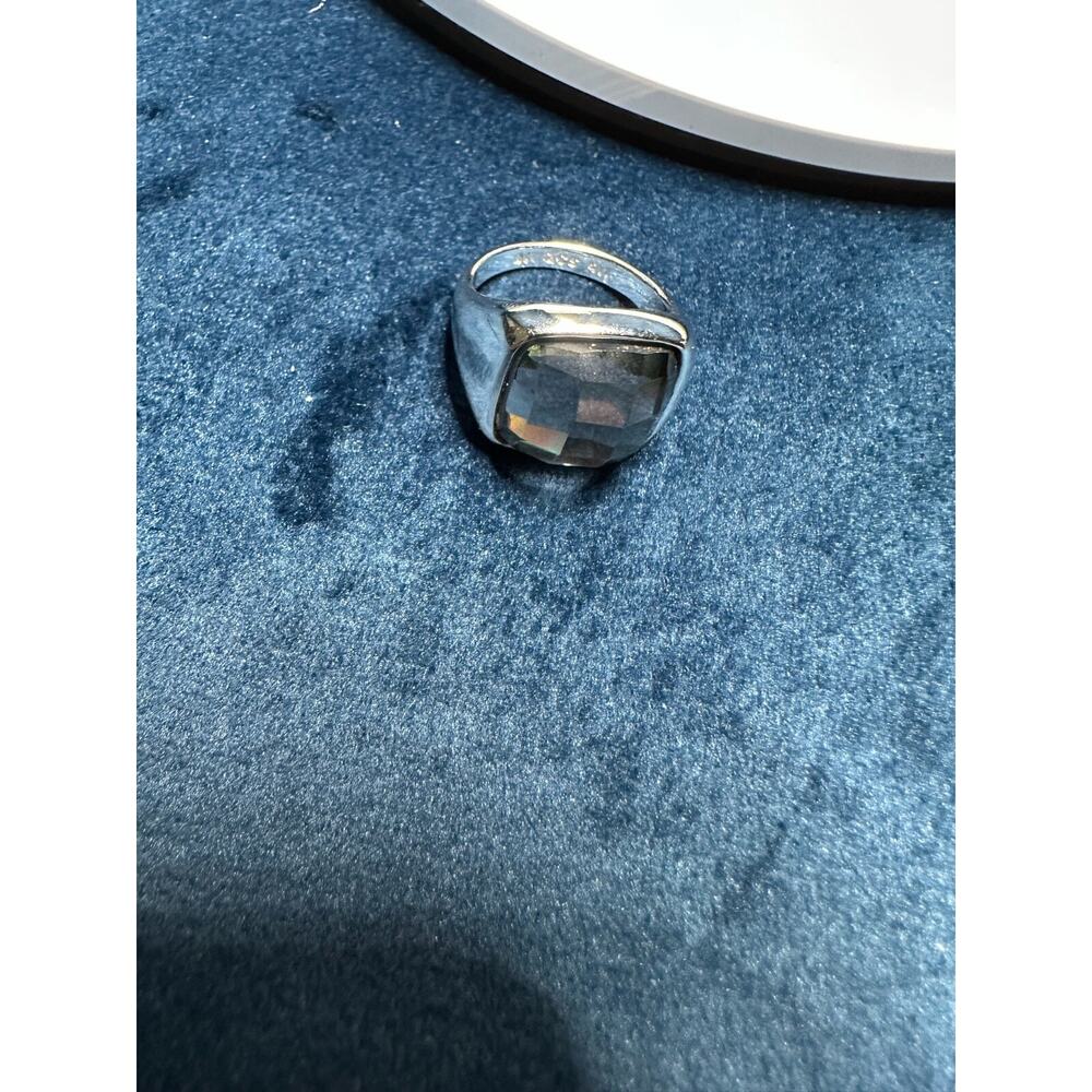 Lia‎ Sophia Blackout Ring Rare Size 5 SilverTone Gray Faceted Accent